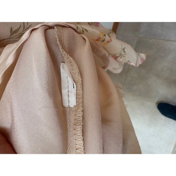 Milkmaid Floral Chiffon Maxi Dress Sz L Pastel Coquette Fairy Core Romantic Boho - Picture 10 of 11